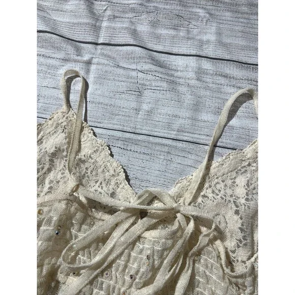 Rare Vintage Free People Say Hello to Heaven Lace Dots Crochet Slip Dress XS - Picture 11 of 13